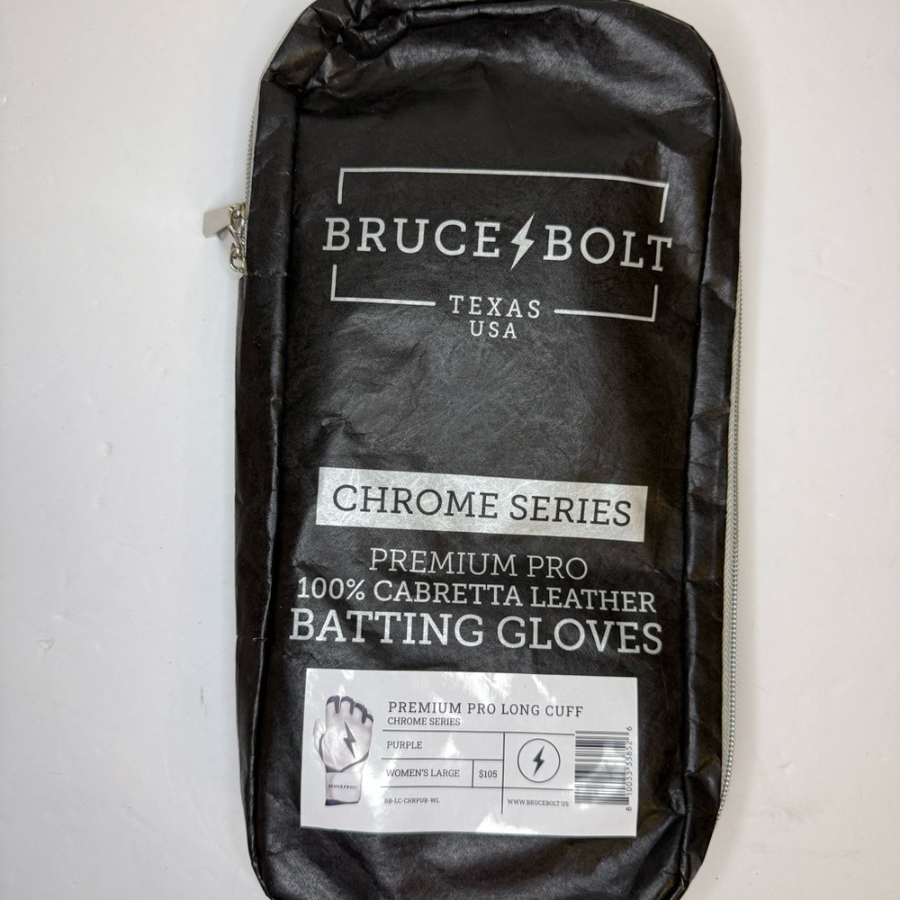 NWT Bruce Bolt Chrome Series Long Cuff‎ Batting Gloves Women’s L Purple